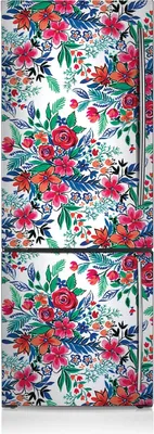 Produktbild von Kühlschrankfolie Aufkleber Kühlschrankmagnete Dekoration Kühlschrankfolie 60x190 cm - Farbenfrohe Blumen
