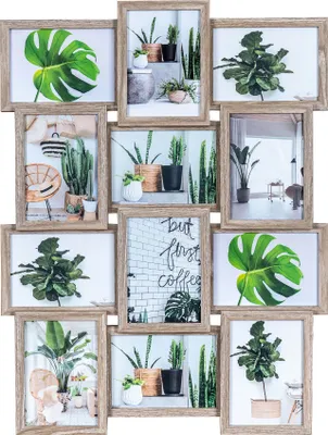 Produktbild von levandeo Bilderrahmen Collage 51x68cm 12 Fotos 13x18 Eiche gekälkt MDF Holz Glas