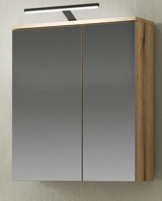 Produktbild von Badezimmerspiegelschrank Torsby Badspiegel in Eiche, 60 x 70 cm, mit LED und 6 Fächer