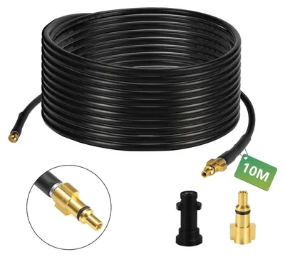 Produktbild von Eikuavons Rohrreinigungsschlauch Set Abflussreiniger 10 m 180 bar, Hochdruckreiniger Zubehör mit M22 Adapter, 4 Rückstrahldüsen, für Abflussrohr & Regenrinne