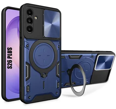 Image de Coque pour Samsung Galaxy S26 Plus, Rigide Antichoc avec Anneau et Cache Objectif - Bleu Marine