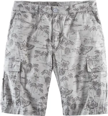 Produktbild von JOHN DEVIN Cargoshorts - Bermuda mit Cargotaschen und sommerlichem Palmen Druck grau bedruckt Größe 33