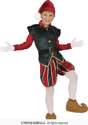Produktbild von Kinderkostüm Weihnachtself samtig – Santa's kleiner Helfer für Weihnachten Gr. 98-146, Größe:128/134