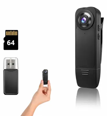 Obrázek produktu pro 1080p tělová kamera s 64GB paměťovou kartou, kamera pro záznam zvuku a videa, s nočním viděním