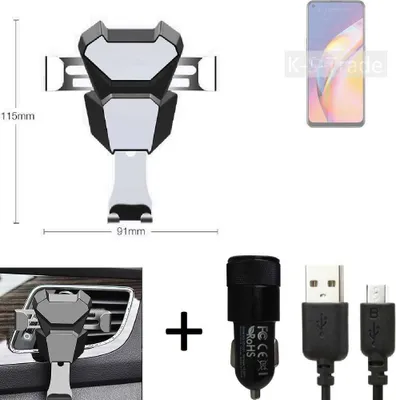 Produktbild von K-S-Trade KFZ Halterung kompatibel mit Oppo F19 Pro Halterung Lüftungshalterung Lüftungsschlitz schwarz-silber Autohalterung Handy inkl. KFZ
