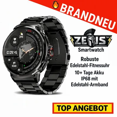 Zdjęcie produktu dla Smartwatch ZEUS™ - wytrzymały zegarek fitness ze stali nierdzewnej, ponad 10-dniowa bateria, IP68 z czarnym stalowym paskiem