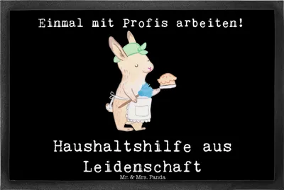 Produktbild von Mr. & Mrs. Panda Fussmatte Haushaltshilfe Leidenschaft 40 x 60 cm - Schwarz - Geschenk, Spruch, Reinigungskraft, Fußabtreter, Schuhabstreifer, Putzfrau, fußmatte