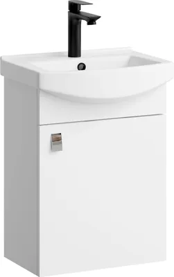 Produktbild von Planetmöbel Badmöbel-Set Waschtisch mit Unterschrank 45 cm Weiß mit Armatur Schwarz