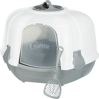 Produktbild von TRIXIE Ecktoilette Maro, mit Haube - hellgrau/granit - 60 × 43 × 52 cm