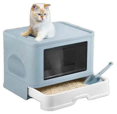 Image de Litière pour chat, nettoyage facile, conception favorisant un comportement naturel, bleu