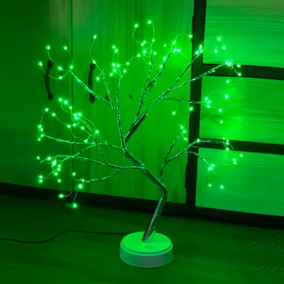 Produktbild von LED Kupferdraht Baum Lampe Grün Künstlich Bonsai Baum Nachtlicht Dekoleuchten Batteriebetrieben Innen Deko
