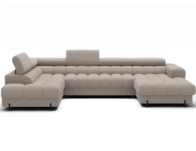 Produktbild von Wohnlandschaft in U-Form XXL Falco Sofa mit Bettkasten und Schlaffunktion Teddystoff Royal 20 beige links