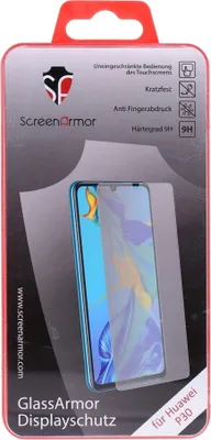 The image shows the packaging of a screen protector for a Huawei P30 smartphone.