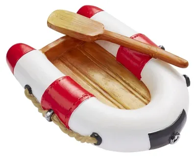 Productafbeelding van Opblaasbootje in rood/wit, ongeveer 7 x 5 cm