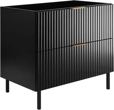 Produktbild von Badezimmer-Schrank - Unterwäscheschrank - Badkammer-Organisator - Mit Goldgriff - 80 x 77 x 46 cm - Schwarz