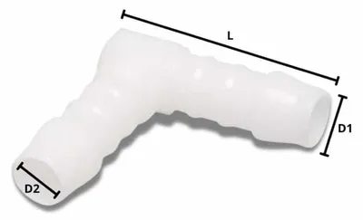 Zdjęcie produktu dla Złącze węża kolanko plastikowe 90° 6 mm