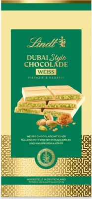 Zdjęcie produktu dla Baton czekoladowy Lindt Dubai Style z białej czekolady opakowanie 145g