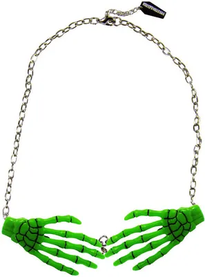 Produktbild von Kreepsville Gothic Halskette Skeletthände grün - Einheitsgröße