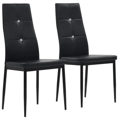 Image de Chaise de salle à manger "Horgenzell" en similicuir noir. Dimensions (L/H/P) 43x96x43 cm