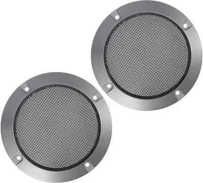 Productafbeelding van 10 cm subwoofer, glanzend, gasgevoed, met hoorn, titanium, 2-delige beschermingsbehuizing, blauw.