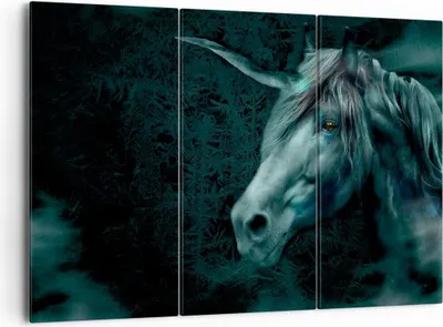 Produktbild von Bild auf Leinwand - Leinwandbild - Computergrafik Pferd Horn - 165x110cm - Wand Bild - Wanddeko - Leinwanddruck - Bilder - Kunstdruck - Wanddekoration - Leinwand bilder - Wandkunst - CE165x110-0344