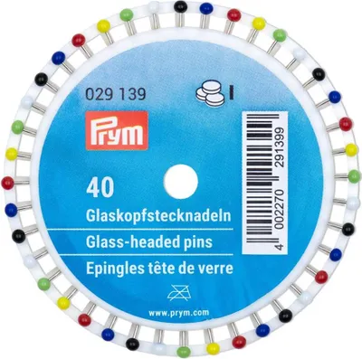 Obrázok produktu pre Špendlíky so sklenenou hlavičkou, 0,60 x 30 mm, viacfarebné, 40 ks