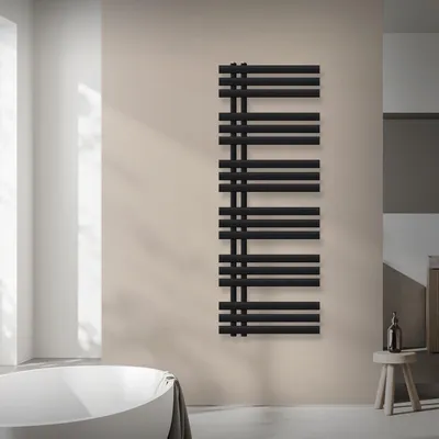 Obrázek produktu pro LuxeBath Designový koupelnový radiátor, 500x1400 mm, černý, včetně montážní sady, bez topného tělesa