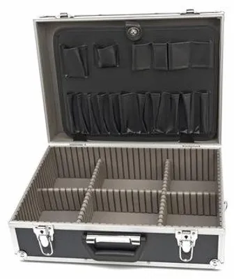 Productafbeelding van Aluminium gereedschapskist, 45 x 33 x 15,5 cm, met universele telescopische compartimenten
