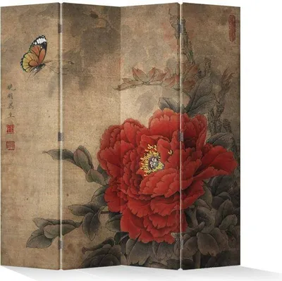 Obrázek produktu pro Jemná obrazovka Asianliving Room Divider Španělská stěna Rozdělovač pokojů Rozdělovač pokojů Soukromí obrazovky Japonská orientální čínská L160xH180cm Tištěné plátno Oboustranná asijská
