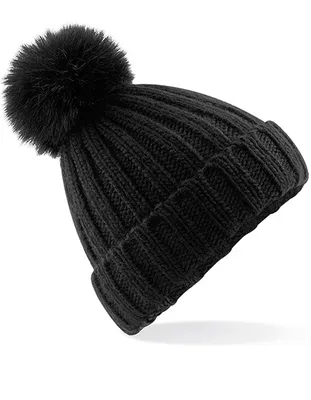 Produktbild von Beechfield Verbier Faux Fur Pop Pom Chunky Beanie