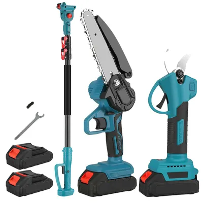 Image de Tronçonneuse électrique, perche télescopique, sans fil, 2 batteries, UE