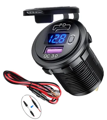 USB-Autosteckdose Schnellladegerät QC3.0 + PD3.0, 3 Anschlüsse, 12-24V
