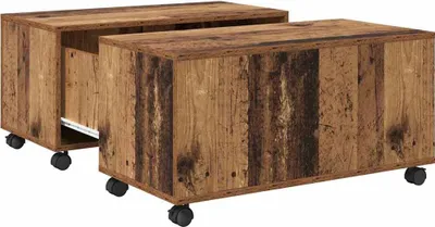Obrázek produktu pro vidaXL Konferenční stolek se zásuvkami z recyklovaného dřeva 75 x 75 x 38 cm, dřevotříska