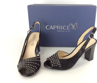 Produktbild von Caprice Sling Sandale schwarz mit Nieten, 7,5 cm Absatz 6,5