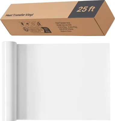 Immagine prodotto di SucceBuy pellicola vinilica per trasferimento termico (304,8 x 7260 mm), rotolo di vinile HTV bianco lucido, compatibile con le macchine da taglio, adatto a vari materiali come magliette, cuscini e cappelli