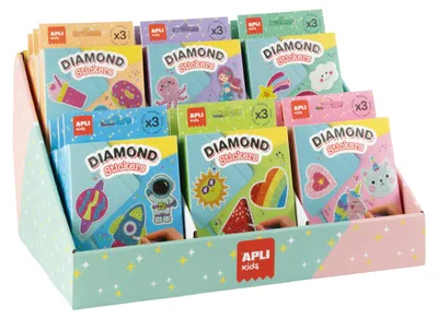 Diamant-Sticker-Set, 18 Stück, 6 Designs, Glanzeffekt
