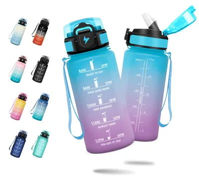 Produktbild von JAPORIA Trinkflasche 500ml, Wasserflasche mit Strohhalm, Auslaufsicher, Einhandö