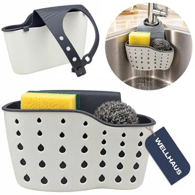 Productafbeelding van WELLHAUS Spoelbakorganizer, sponshouder, afdruipmand, waterafvoer