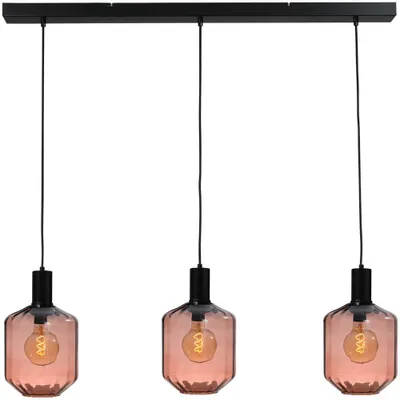 Productafbeelding van 3-lichts hanglamp - zwart - Porto met Jagger red glazen - Ø 24cm