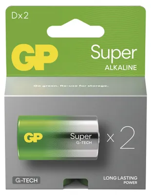 Alkalická baterie GP Super D (LR20), 2 ks