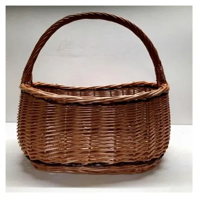Produktbild von Geflochtener Einkaufskorb mit Henkel, länglich, Weidenkorb, Größe L/B/H 44 x 26 x 40 cm