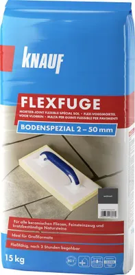 Produktbild von Knauf Fugenmörtel Flexfuge Bodenspezial 2 - 50 mm anthrazit 15 kg