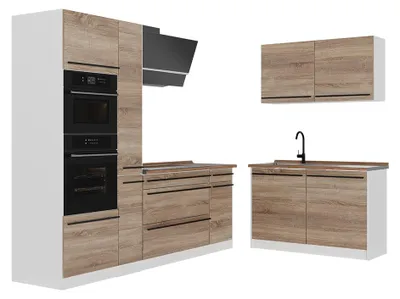 Imagen del producto de Cocina esquinera Vicco R-Line Sonoma/Blanco 230 x 120 cm sin encimera, Model 67516