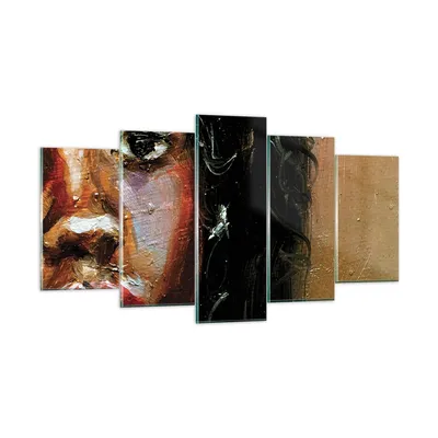 Produktbild von Bilder auf glas - 5 Teile - Pastos Porträt afrikanisch - 160x85cm - Glasbilder - Wandbilder - Bilder - zum Aufhängen bereit - Wanddekoration aus Glas - Glas Bilder - Wandbild auf Glas - GEA160x85-4674