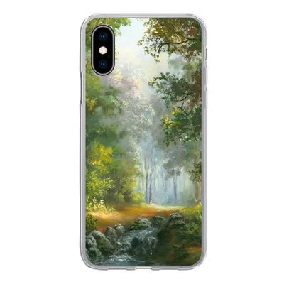 Produktbild von MuchoWow® Handyhülle Schutzhülle Hülle für iPhone X Wald - Ölgemälde - Sommer Silikon Softcase Handy Hülle - Handyhülle