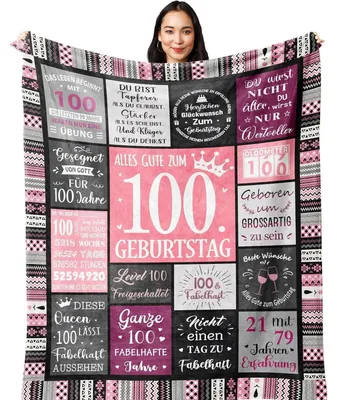 Produktbild von Kuscheldecke Flanell 100. Geburtstag Frauen 150x130cm Mikrofaser Polyester