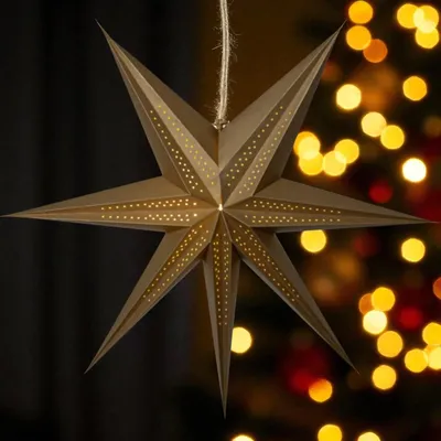 Produktbild von Papier-Weihnachtsstern gold - 60x60 cm - Schöne Weihnachtsdeko