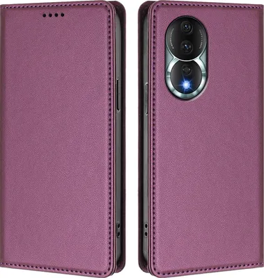 Image de Housse de téléphone portable pour Honor 80, Cuir synthétique à rabat antichoc Housse magnétique avec support Violet
