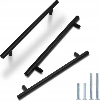 Zdjęcie produktu dla Uchwyt meblowy reling czarny stalowy do szuflad 256 mm 10 szt