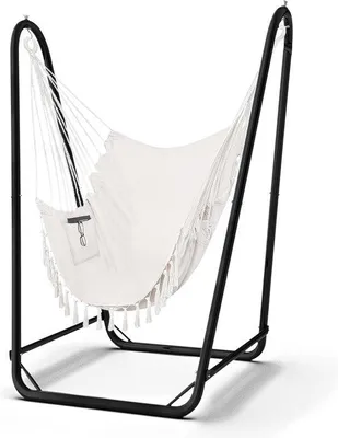 Produktbild von Famanu Hängestuhl mit Standfuß - 158 kg - Schwarz - Baumwolle - Hängemöbel